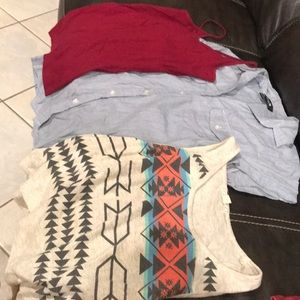 One button down and 2 tank tops